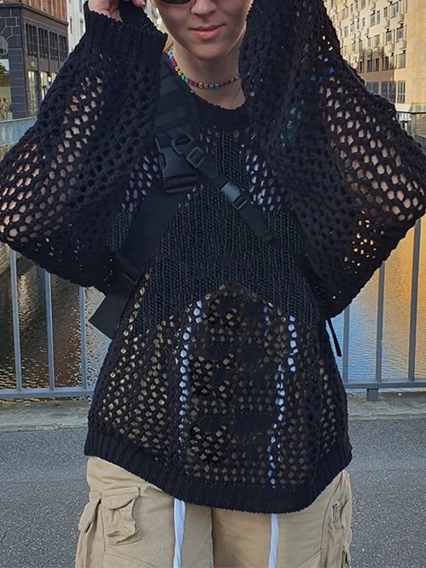 Hollow Out Star Crochet Knit Top - Image 8