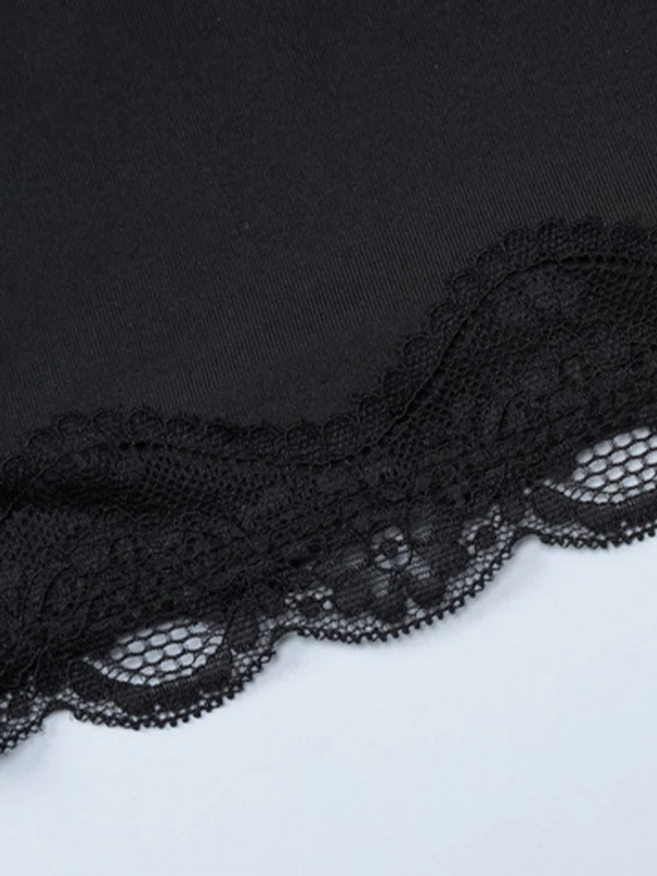 Lace Paneling Black Slim Fit Cami Top - Image 10