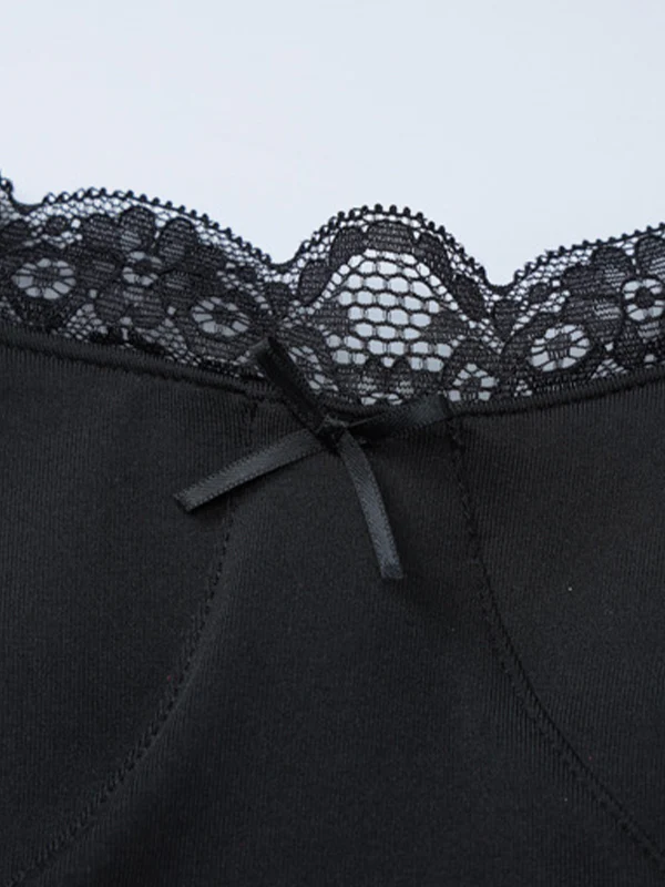 Lace Paneling Black Slim Fit Cami Top - Image 11