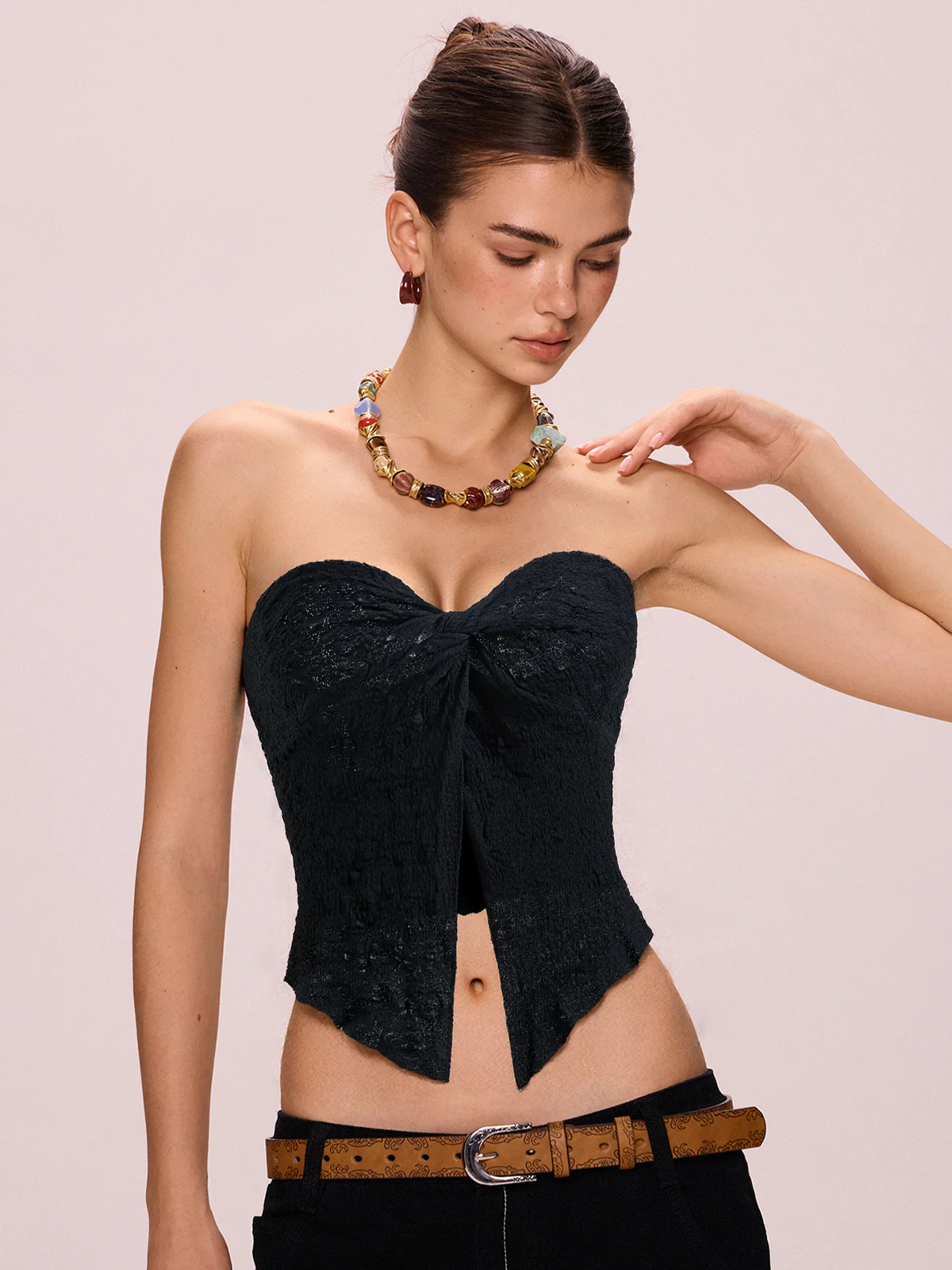 Pleated Halter Bandeau Top - Image 3