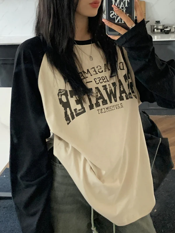 Raglan Print Oversized Long Sleeve Tee - Image 6