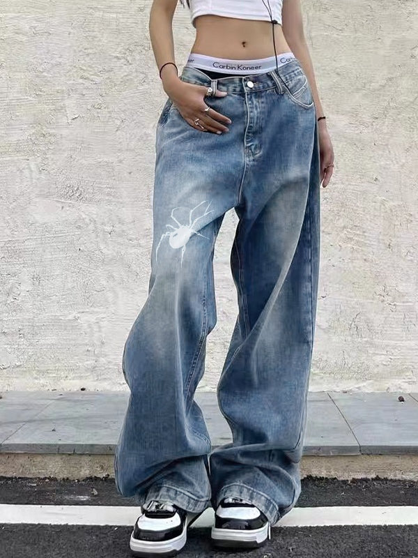 Street Spider Print Boyfriend Jeans - Image 3