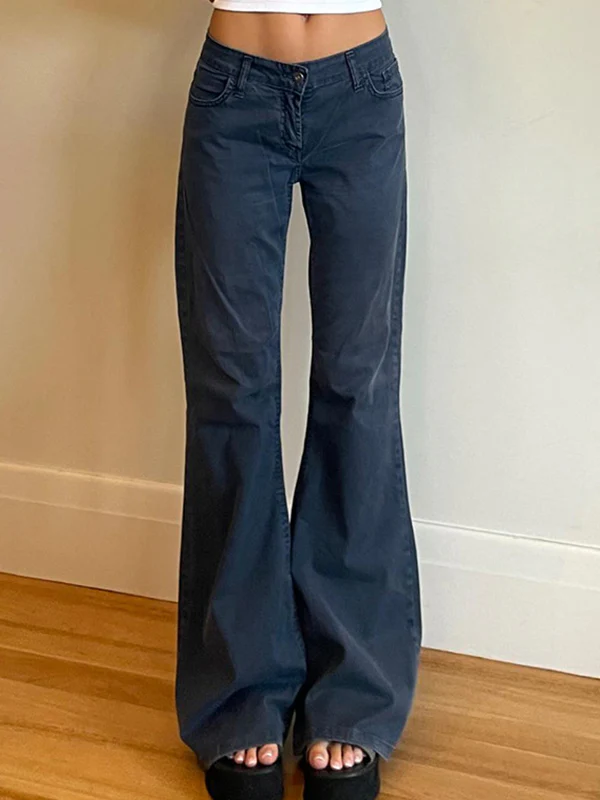 Versatile Loose Slimming Low-Waisted Flare Jeans - Image 4